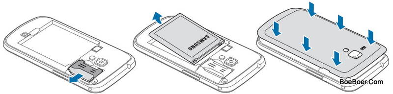 Samsung Galaxy Trend Plus GT-S7580 Remove SIM and Battery, Attach Back Cover Tutorial